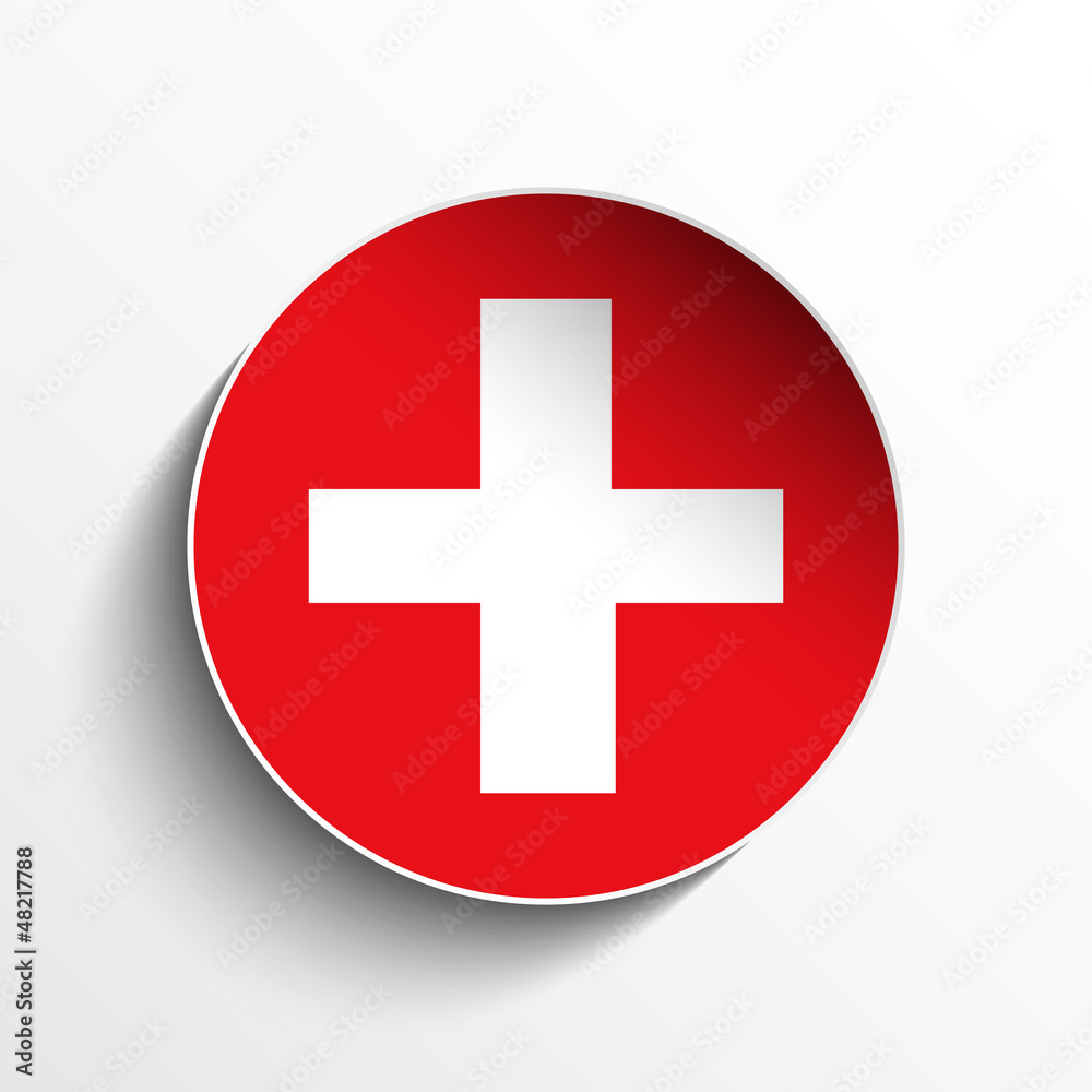 Switzerland Flag Paper Circle Shadow Button Switzerland Flag Paper Circle Shadow Button