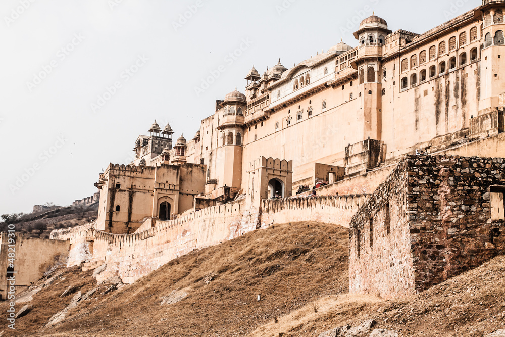 Beautiful Amber Fort near Jaipur city in India. Rajasthan