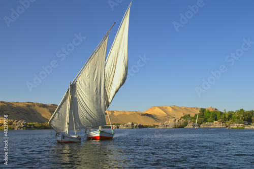 Typical sailing on the Nile. (near Aswan, Egypt).
