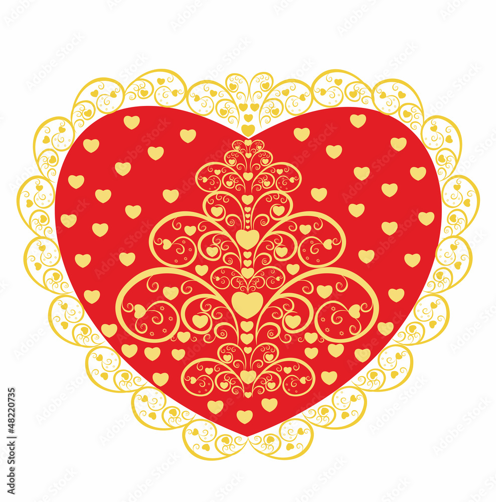 Red heart with a decorative pattern.Valentine's day Red heart with a decorative pattern.Valentine's day