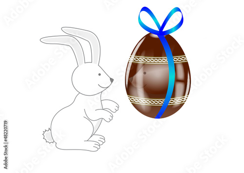 Reflet de lapin dans son oeuf chocolat - Pâques