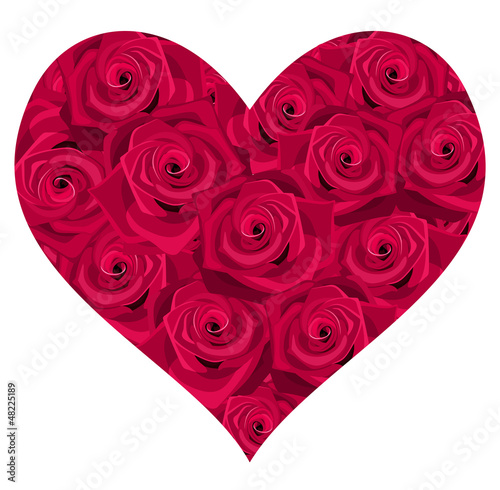 Heart of red roses. Vector illustration.
