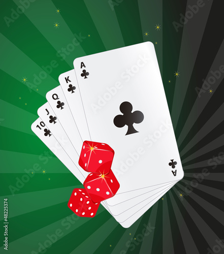 Poker cards and dices