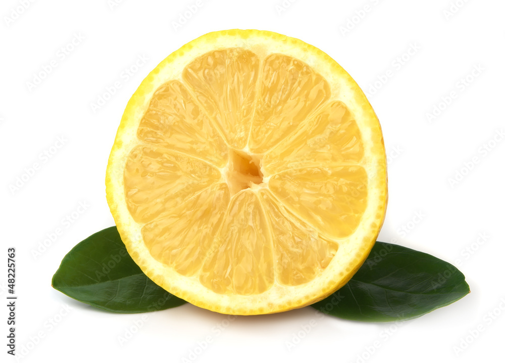 fresh lemon with leaves