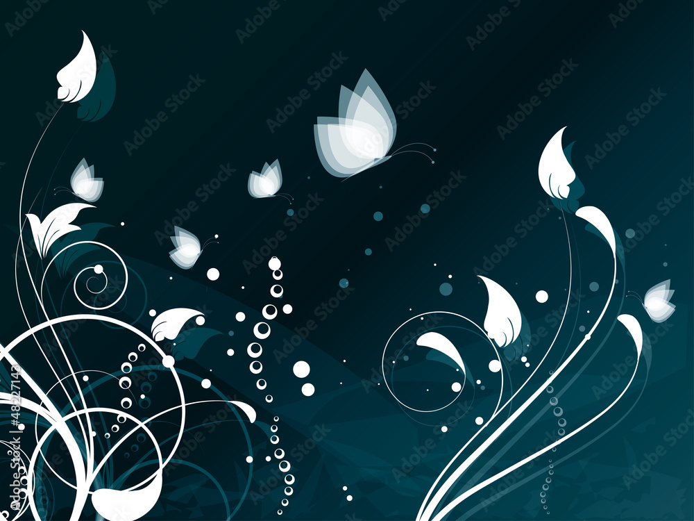 Card with ornamental background with floral elements