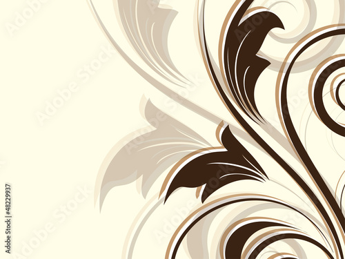 Ornamental floral element with swirls