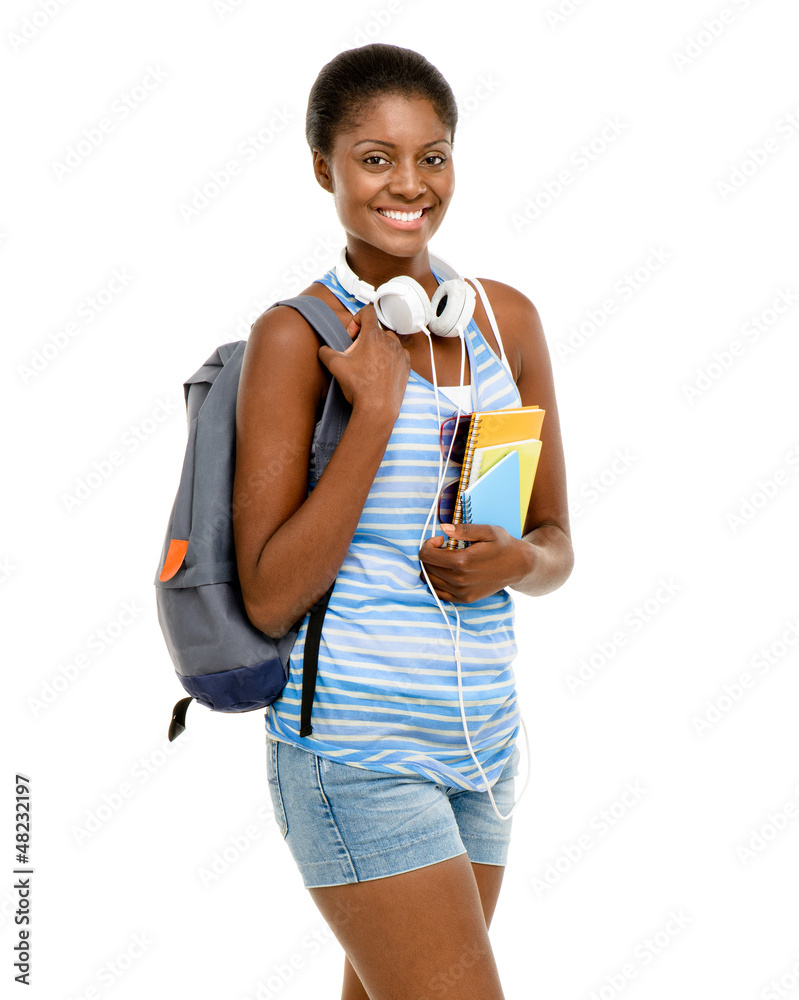 Successful African American Student woman back to school isolate Successful African American Student woman back to school isolate