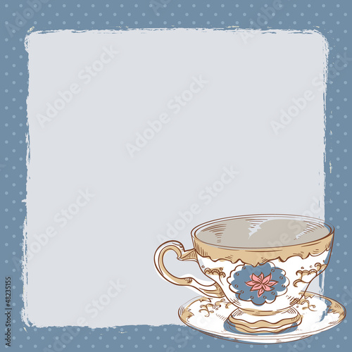 Elegant card with porcelain tea cup