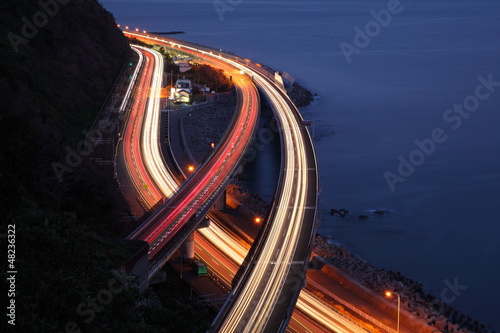 Night view of Tomei Expressway photo