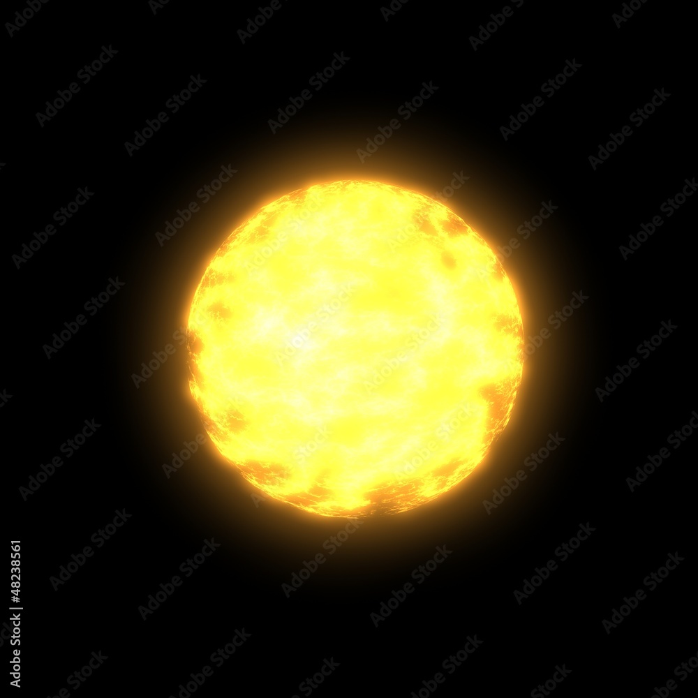 Obraz premium The sun shines in space isolated on black