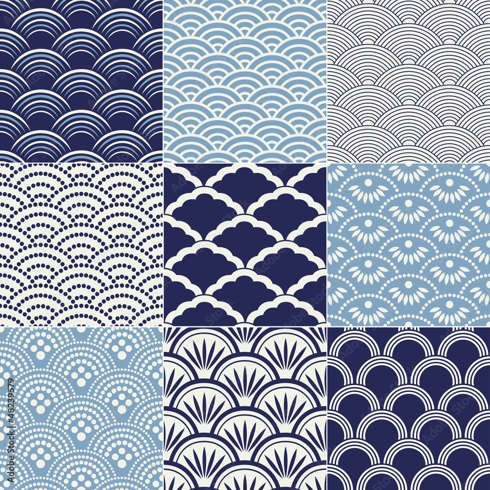 japanese seamless ocean wave pattern