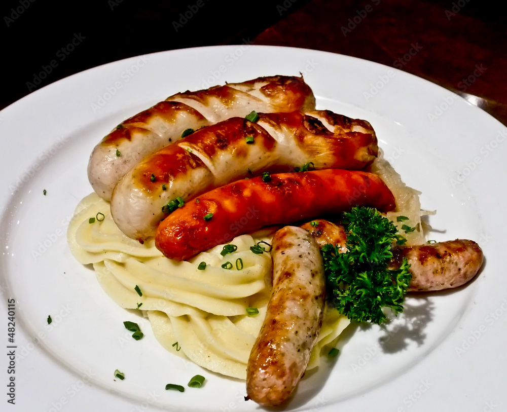roasted sausage with sour cabbage and potato roasted sausage with sour cabbage and potato