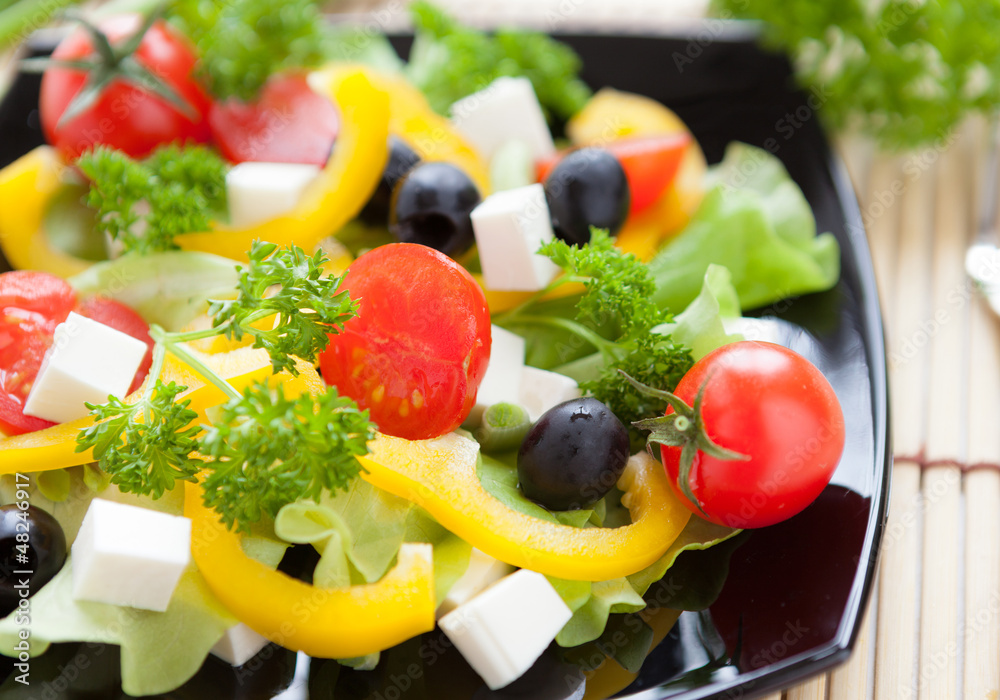 salad with fresh vegetables and feta cheese salad with fresh vegetables and feta cheese