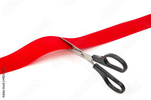 cutting red ribbon