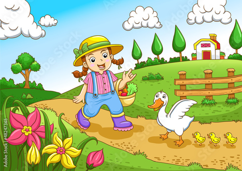 Cute little farmers girl