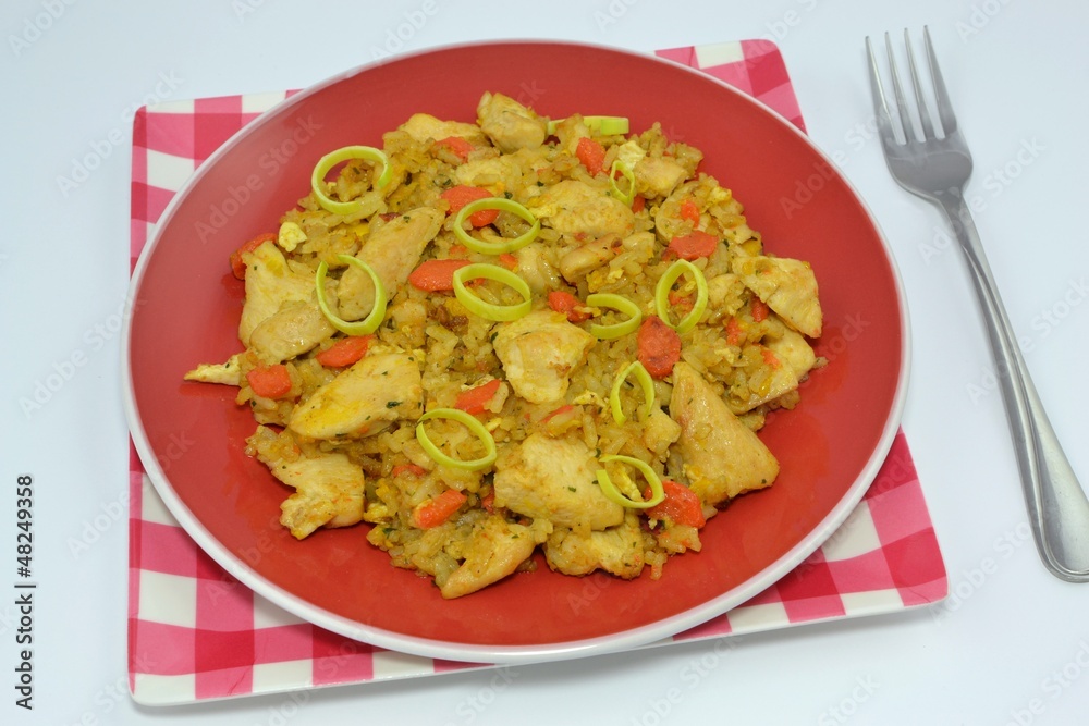 smażony ryż z kurczakiem