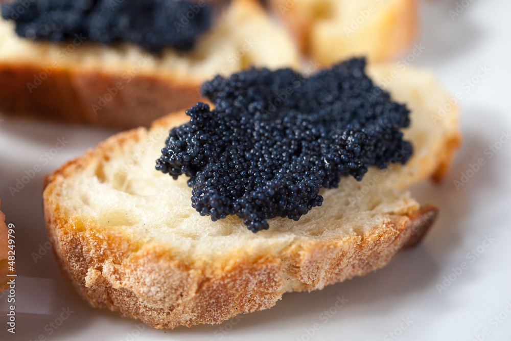 Crostini with salmon and caviar Crostini with salmon and caviar