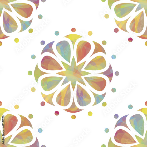 Colorful floral seamless over white background photo