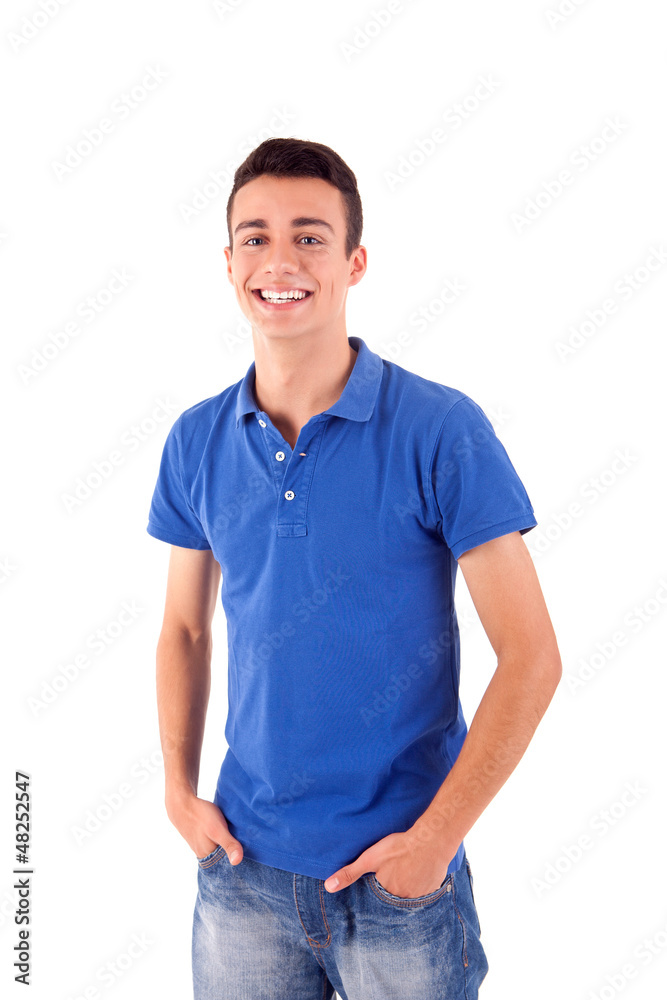 Portrait of handsome young man in casual clothes standing over w Portrait of handsome young man in casual clothes standing over w