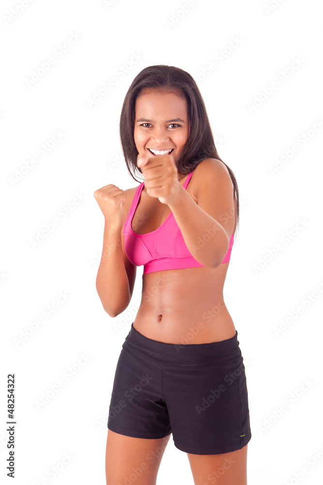 Athletic african woman showing her good shape Athletic african woman showing her good shape