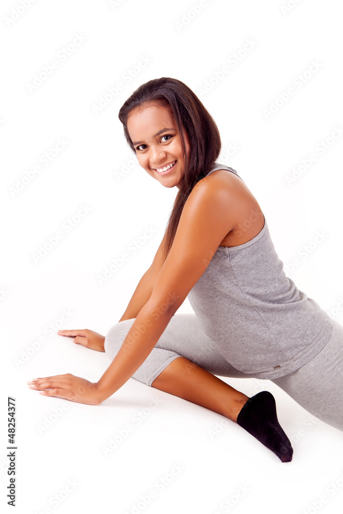 Pretty young african woman doing exercise Pretty young african woman doing exercise