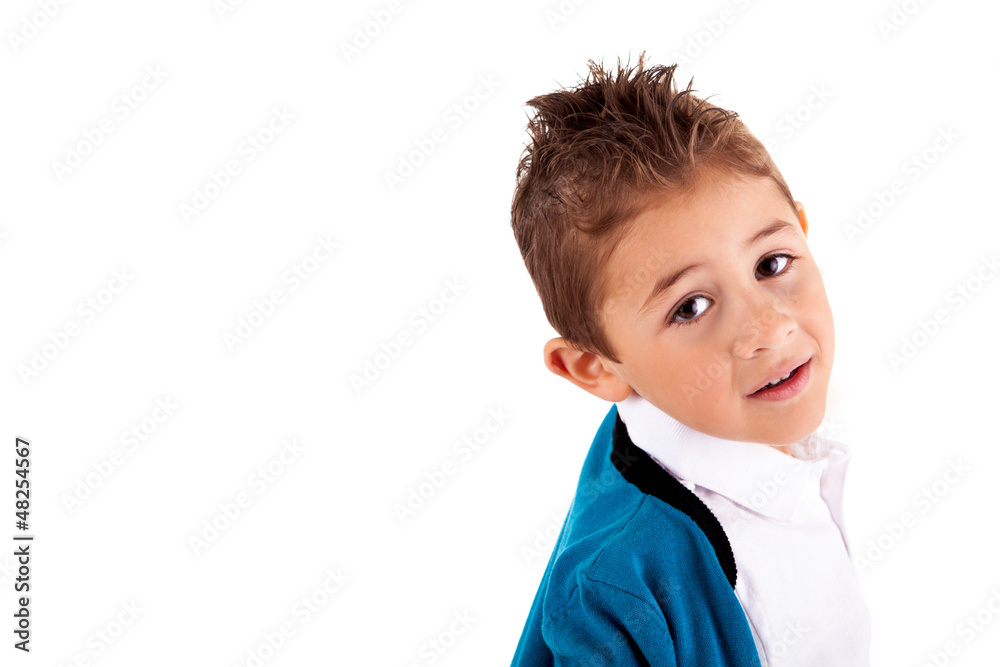 Adorable kid over white background Adorable kid over white background