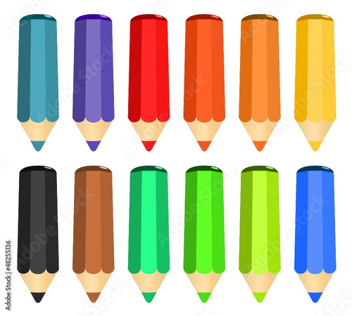 Cartoon set of colored wood pencils
