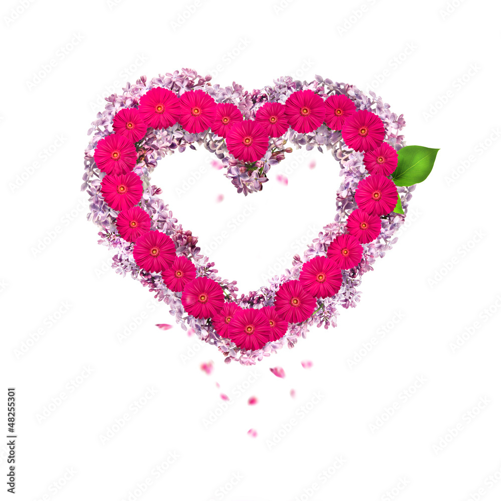 Valentine background: single heart made of flowers