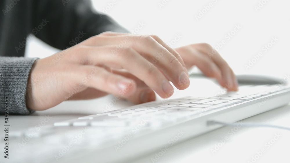 Touch typing on computer keyboard. Hands keying fast. Isolated Touch typing on computer keyboard. Hands keying fast. Isolated