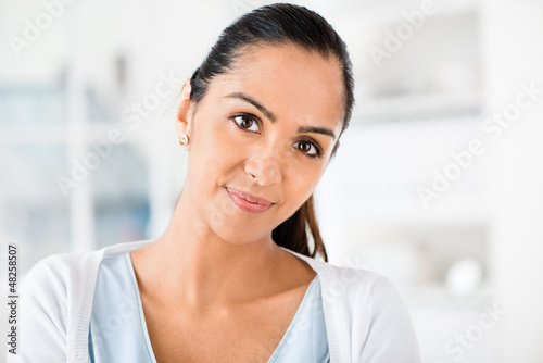 Beautiful Indian woman portrait happy smiling at home Free Download Beautiful Indian woman portrait happy smiling at home - GFXLoad