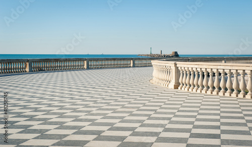 Mascagni terrace in front of the sea, Livorno. Tuscany, Italy. photo