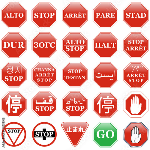 Traffic Stop sign set on white.