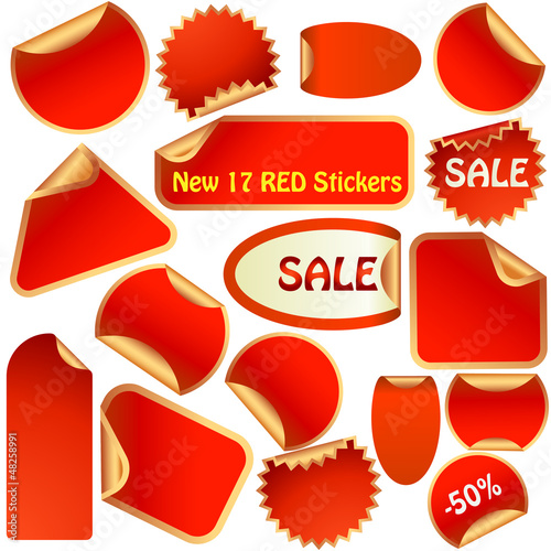 Red pealing paper with yellow corners on white