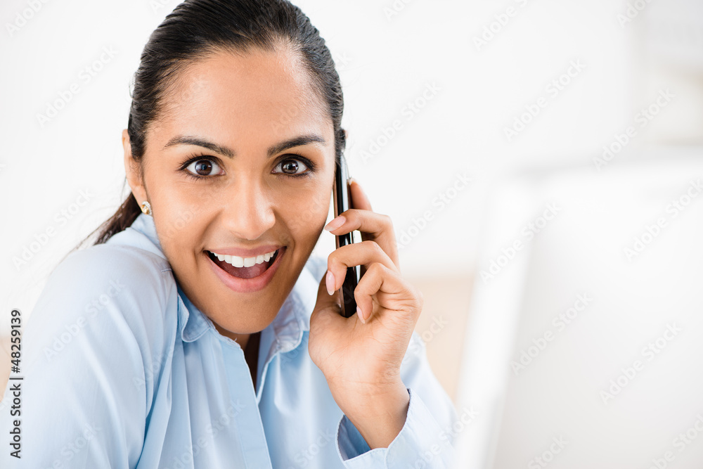 Indian Business Woman Mobile Phone Excited Indian Business Woman Mobile Phone Excited