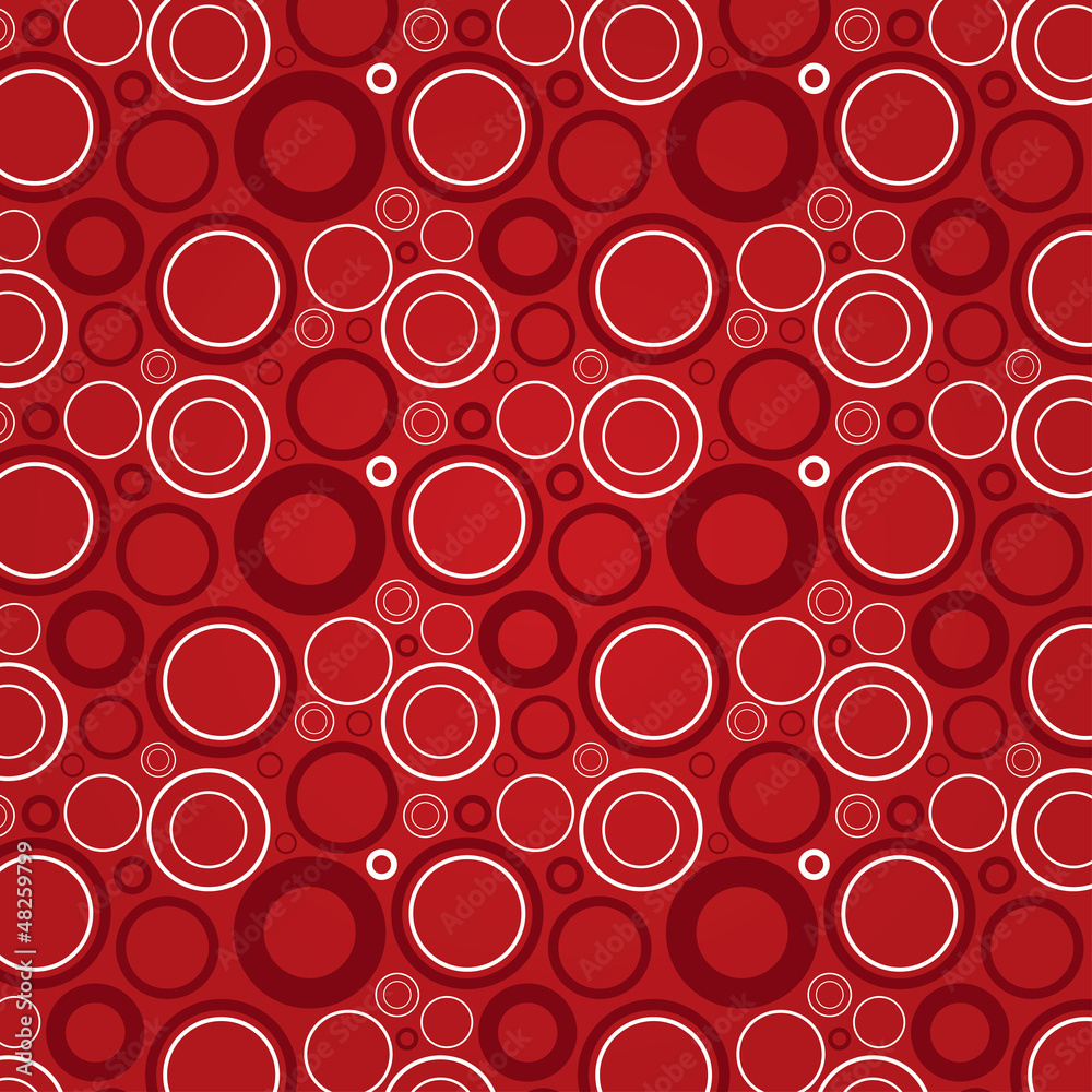 Dark red and white circles on a red background