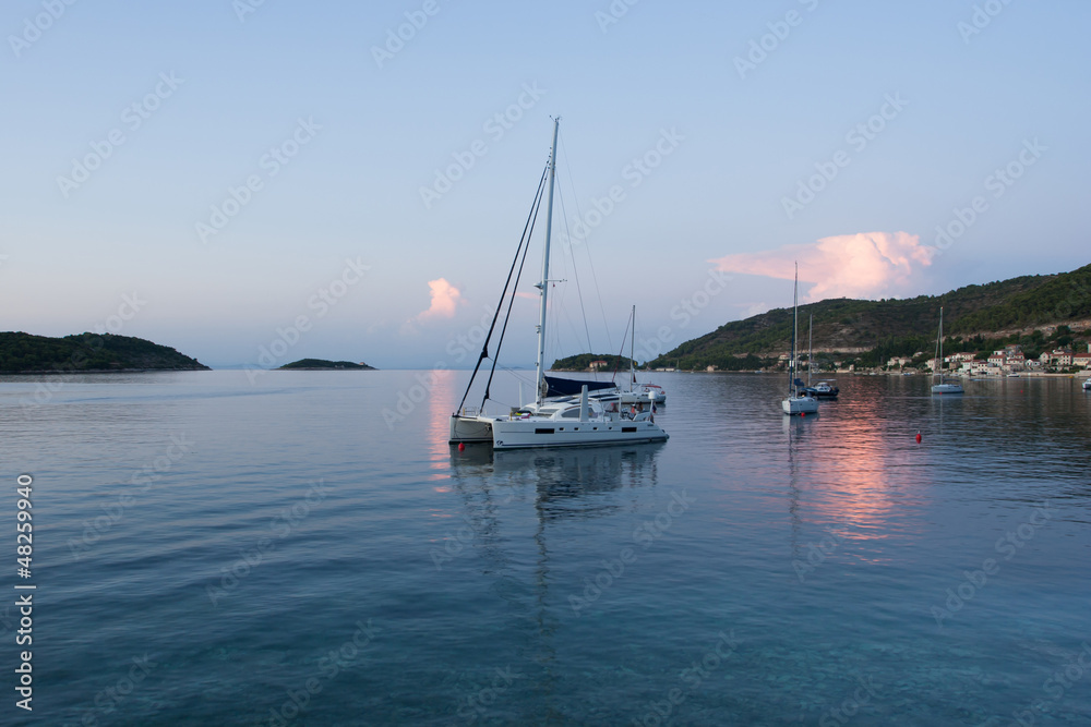 Harbor with yachts in Croatia