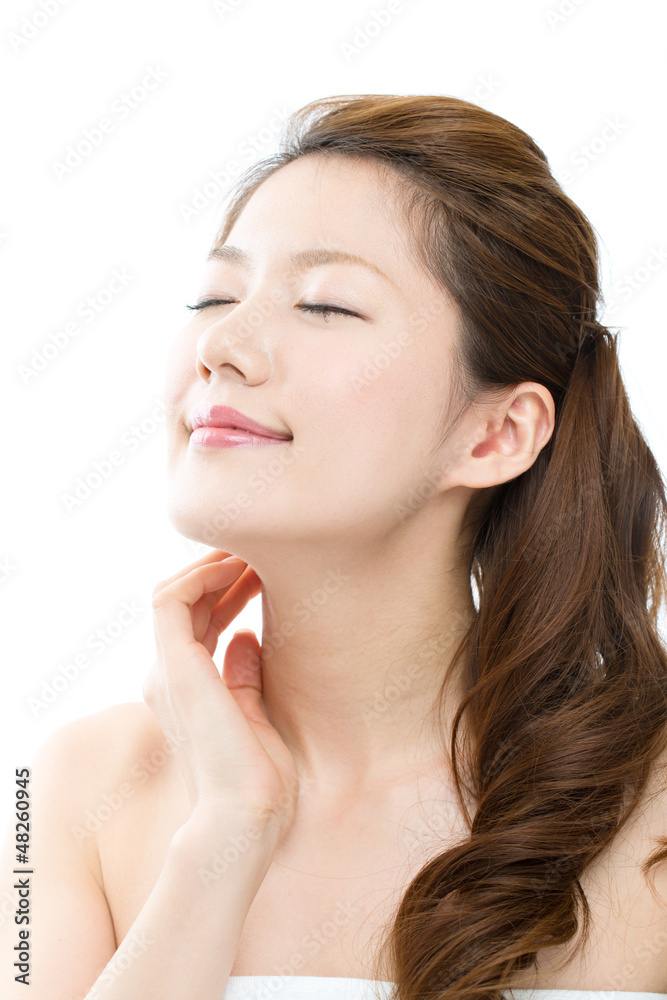 Beautiful asian woman on white background Beautiful asian woman on white background