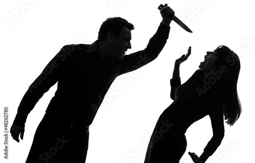Canvas-taulu couple man killing woman  silhouette