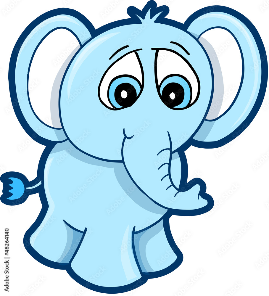 Obraz premium Cute Blue worried Elephant vector