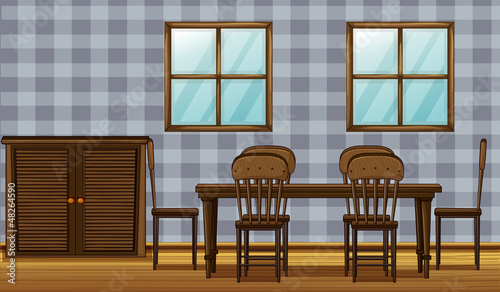 A dinning table and wardrobe