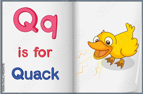 A picture of a duck in a book