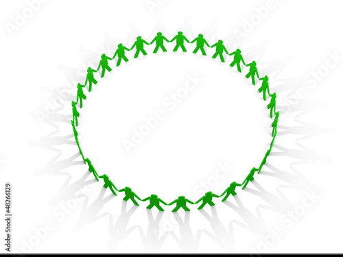 Mystical circle. figures holding hands together in a circle.