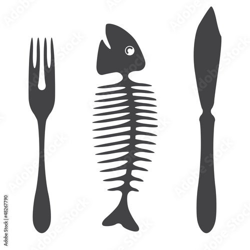 Cutlery knife fork fish silhouette