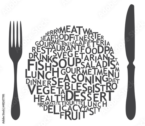 Set of cutlery icons.  Typography