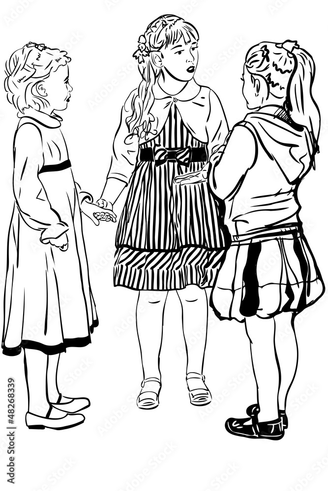 Back Three Girls Sketch Stock Illustrations – 58 Back Three Girls Sketch  Stock Illustrations, Vectors & Clipart - Dreamstime
