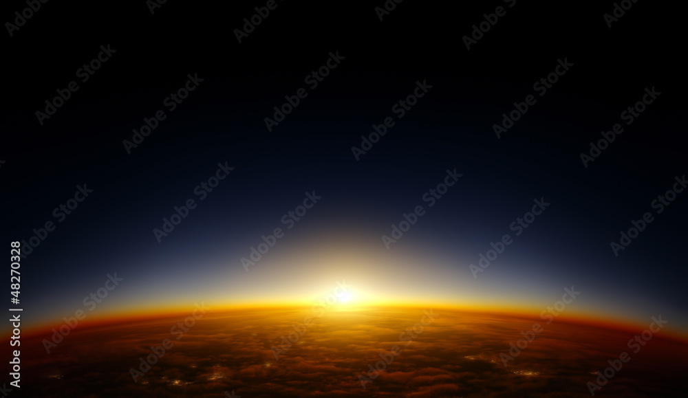 Fototapeta premium Sonnenuntergang vom Orbit aus