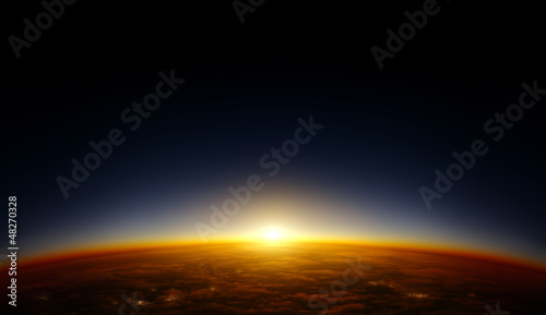 Fototapeta Naklejka Na Ścianę i Meble -  Sonnenuntergang vom Orbit aus