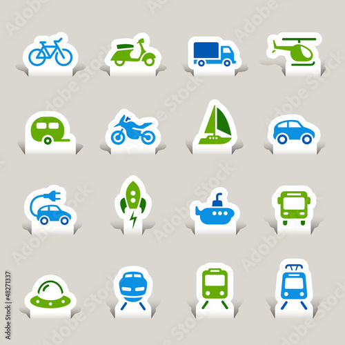 Paper Cut - Transportation icons