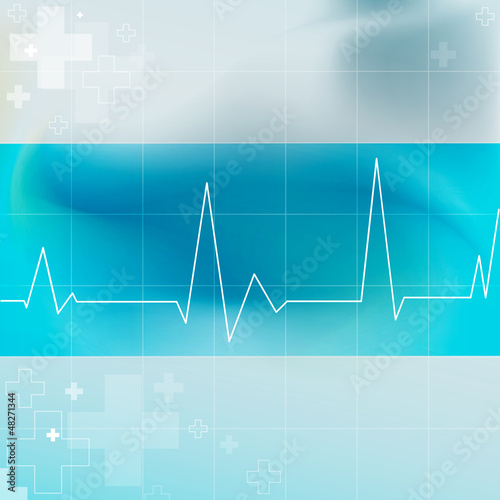 Medical blue background with ekg heartbeat pattern