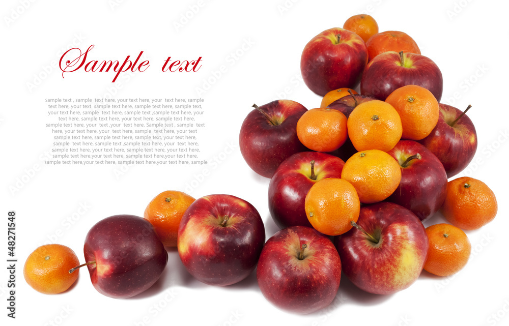 Red apples and tangerines isolated on white background Red apples and tangerines isolated on white background
